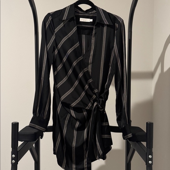 SIMKHAI Black Striped Wrap Dress - Picture 3 of 5